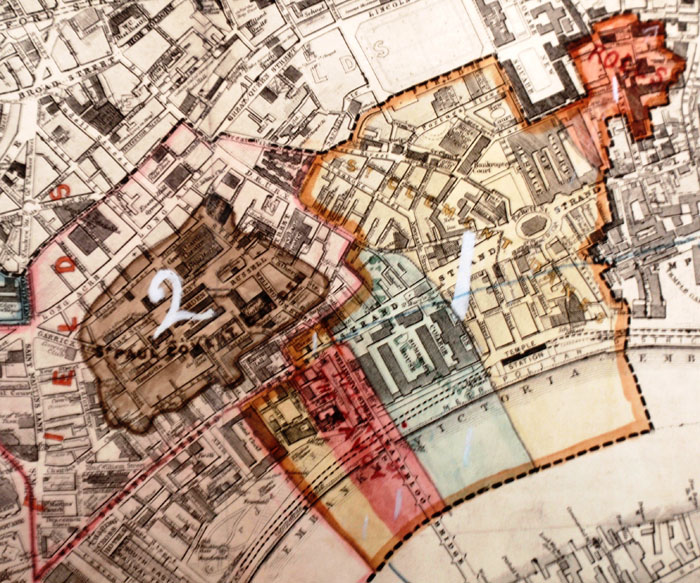 Map of Westminster c.1774- detail around the Strand